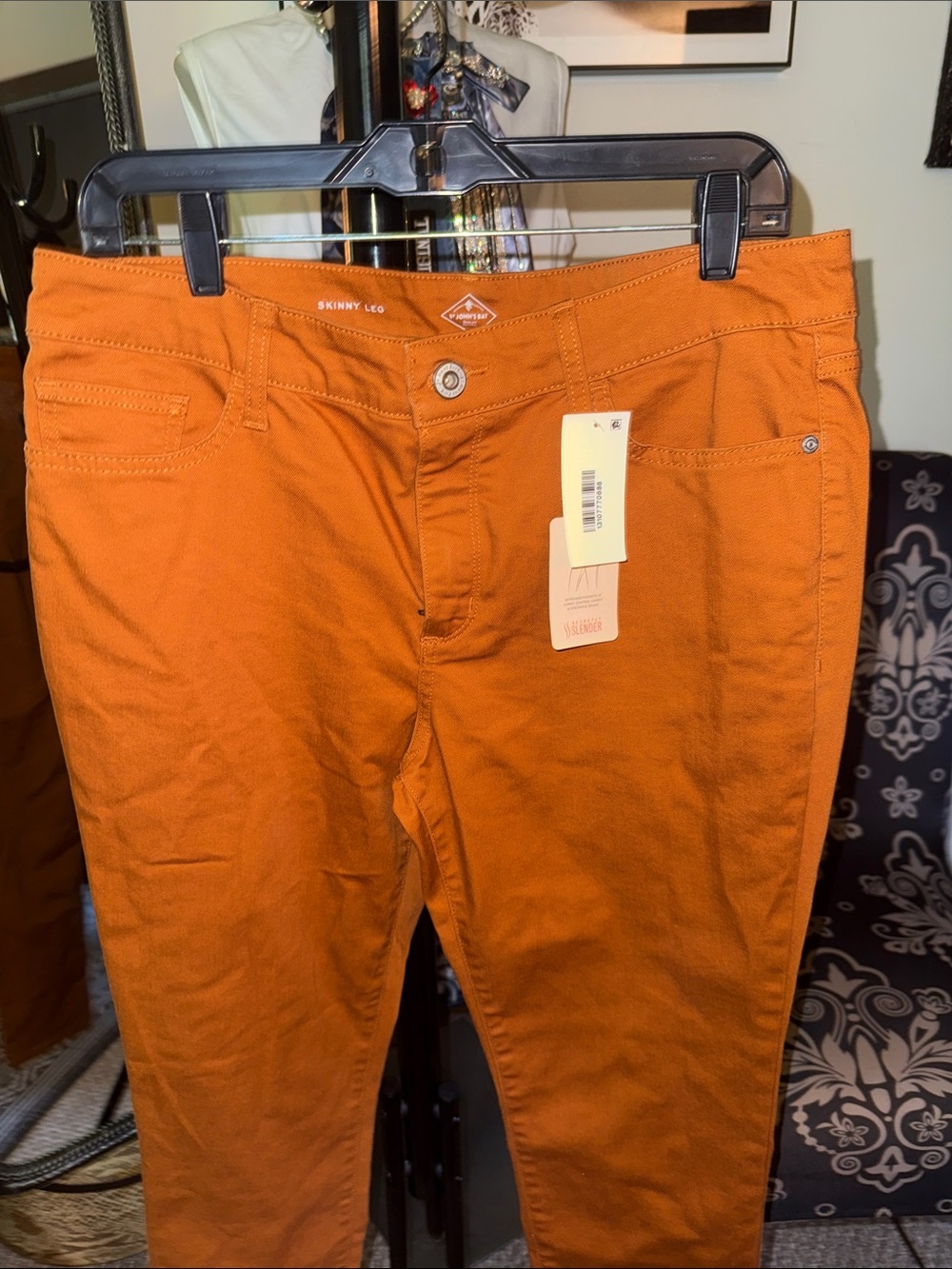 St. John's Bay Women's Rust Orange Skinny Jeans - Picture 3 of 8